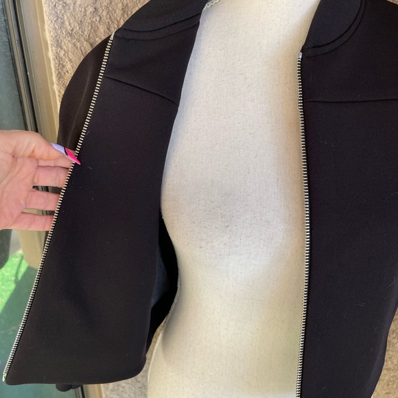 T By Alexander Wang Cropped Neoprene Black Bomber Jacket Size Small - Picture 4 of 8